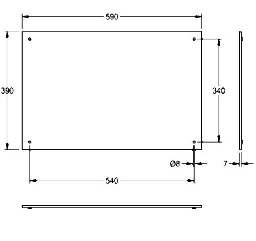 KWC Spiegel, Edelstahl, 590x390x7 mm, diebstahlhemmende Befestigung, 2030019884