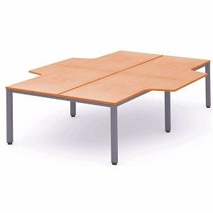 Rocada Mehrfacharbeitstisch Executive L-Form, Maße 320x163/220x73 cm, Gestell grau Platte Melamin buche, 2207AD01