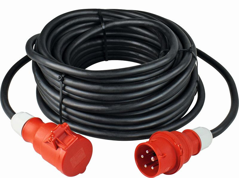 as-Schwabe CEE-Verlängerung 25m, schwarz schwere Gummischlauchleitung H07RN-F 5G2,5, mit CEE-Stecker und CEE-Kupplung 400V/16A/5polig, 61015