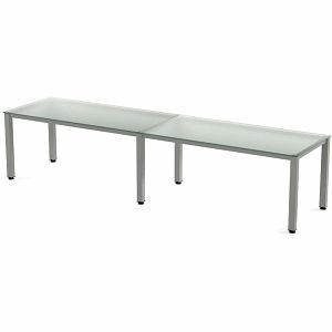 Rocada Mehrfacharbeitstisch Executive, Maße 320x80x73 cm, Gestell grau Platte Glas satiniert, 2209AD05