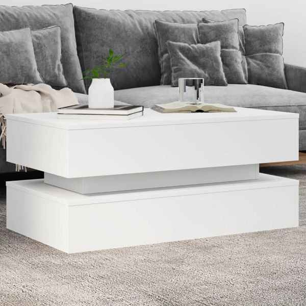 vidaXL Couchtisch mit LED-Leuchten Weiß 90x50x40 cm, 839861