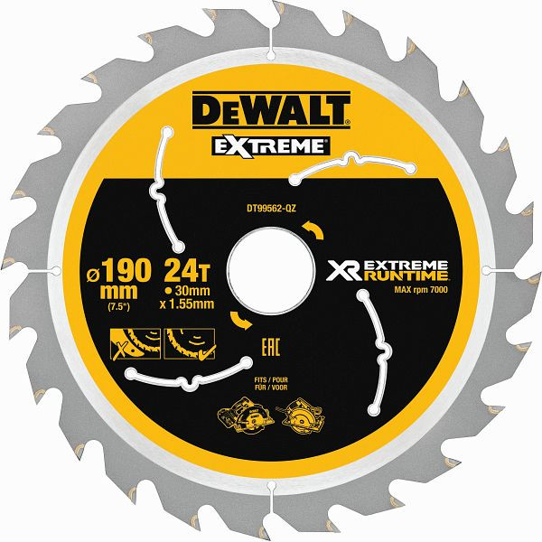 DeWalt Kreissägeblatt Handkreissäge 190/30mm 24WZ/FZ, DT99562-QZ