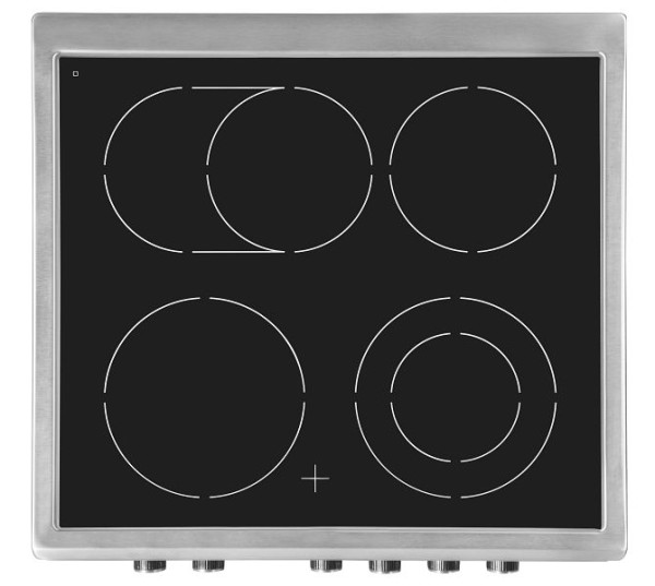 Exquisit Elektro-Standherd, Glaskeramik, Bräter-/ Zweikreiszone, Ober-/ Unterhitze, Grill, Umluft, Inox, ECM 6-4 BZ Inox, 0480050