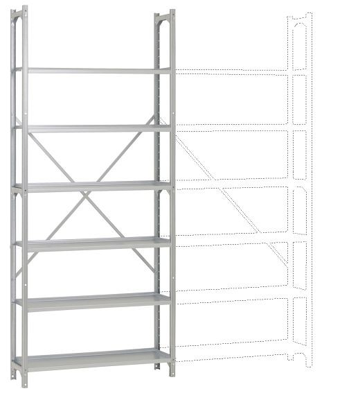 Manuflex Archiv-Grundregal mit 6 Stahlböden, HxBxT = 2250 x 960 x 300 mm, RA2061