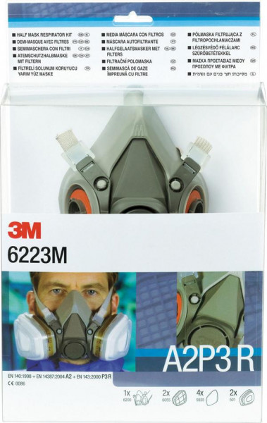 3M Gase-& Dämpfe-Maskenset A2P3 6223M, VE: 4 Sets, 7000061552