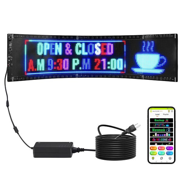 VEVOR Programmierbares LED-Schild, Bluetooth-App-Steuerung, Nachrichten-Ladenschild 83,5 x 20 cm, RXGDBZP37X8IIYE8AV2