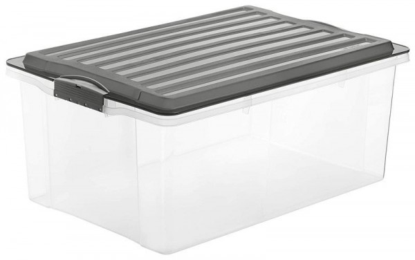 Rotho Stapelbox A3, 38 l COMPACT, anthrazit/transparent, 1767708812WS