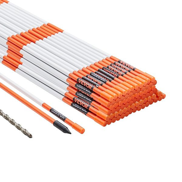 VEVOR 100er-Pack 48-Zoll-Einfahrtsmarkierungen, orangefarbene Schneepflugpfähle, 0,31-Zoll-Fiberglasstab, CDBG48YCCS10V9NP3V0