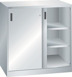 LISTA Schiebetürschrank (BxTxH) 1000x400x1000mm KEY Lock, Lichtgrau, 2 Verstellböden, 58.747.020