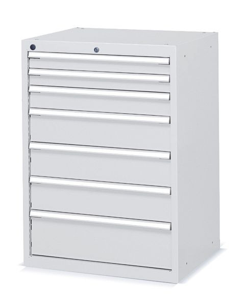 Fami Schubladenschrank SERIE FLEXA, 36x27 Einheiten, mit 7 Schubladen, B 717 mm T 600 mm H 1000 mm, lichtgrau RAL7035, FDF10905408