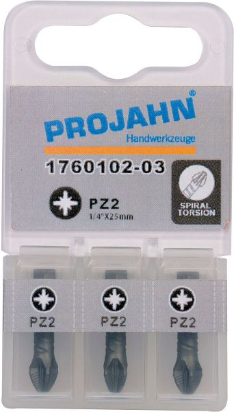Projahn 1/4" Torsion-Bit ACR2 L25 mm Pozidrive Nr 2 3er Pack, 1760102-03