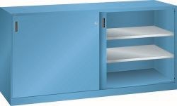 LISTA Schiebetürschrank (BxTxH) 2000x400x1000mm KEY Lock, Lichtblau, 4 Verstellböden, 58.796.010