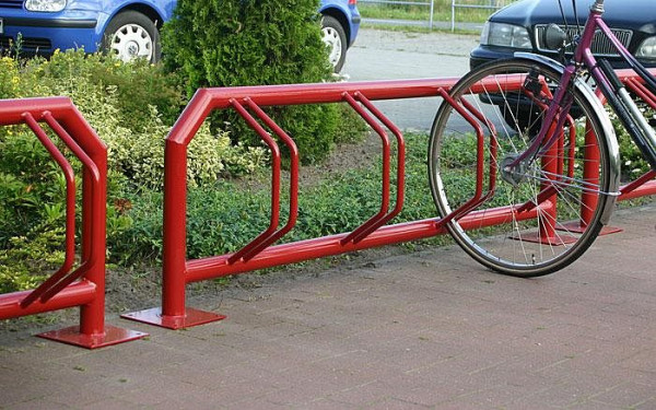 Rasti LOPEZ Fahrradständer, 6er Stand, zweiseitige Ausführung, Bodenbefestigung (zum Aufschrauben), Edelstahl matt gestrahlt, F50176