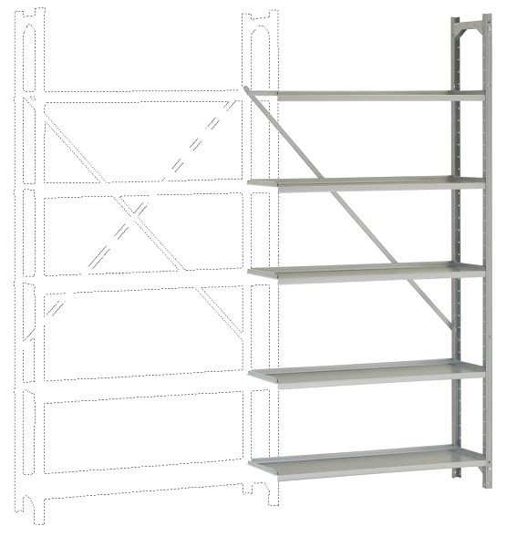 Manuflex Archiv-Anbauregal mit 5 Stahlböden, HxBxT = 1900 x 960 x 300 mm, RA2052