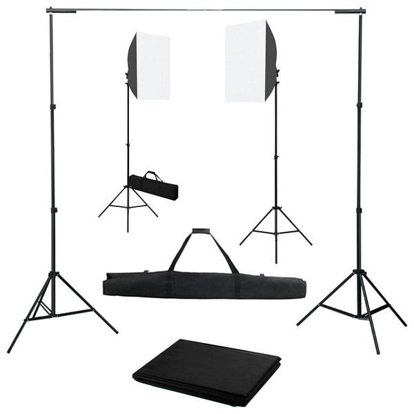 vidaXL Fotostudio-Set mit Softboxen und Hintergrundsystem, 3055061