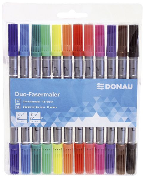 DONAU Duo-Faserschreiber, Etui 12 Stück, 5120100-99, 9004546388173