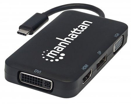 MANHATTAN USB-C 4-in-1 Audio/Video-Konverter, schwarz, 152600
