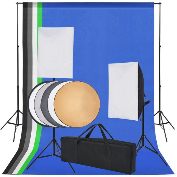 vidaXL Fotostudio-Set 5 farbige Hintergründe & 2 Softboxen, 190207