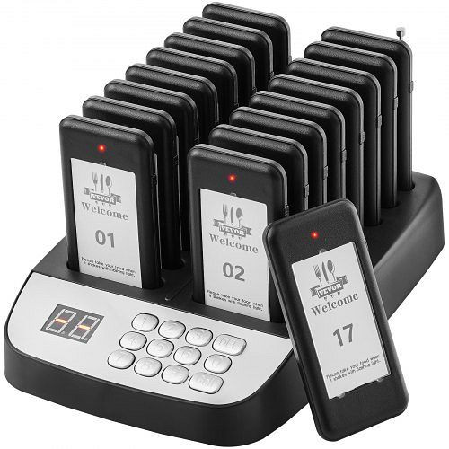 VEVOR Restaurant-Pager-System, Kabelloses Warteschlangensignal mit 500 m Reichweite, 16 Pager, DCPQCQJXAJFX2YZS0V2