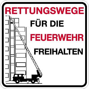 Moedel Rettungswege für die Feuerwehr freihalten, Alu, reflektierend RA1, 500x500 mm, 60300