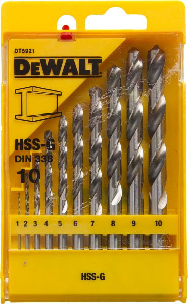 DeWalt Metallbohrer-Set 10-teilig HSS-G, Kunststoffkassette, DT5921-QZ