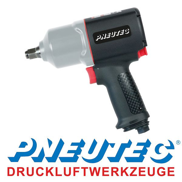 Pneutec Schlagschrauber mit 1/2" Antrieb, Hochleistungs-TWIN-HAMMER-Schlagwerk für hohe Dauerbelastung und Einhandbedienung, 90 122