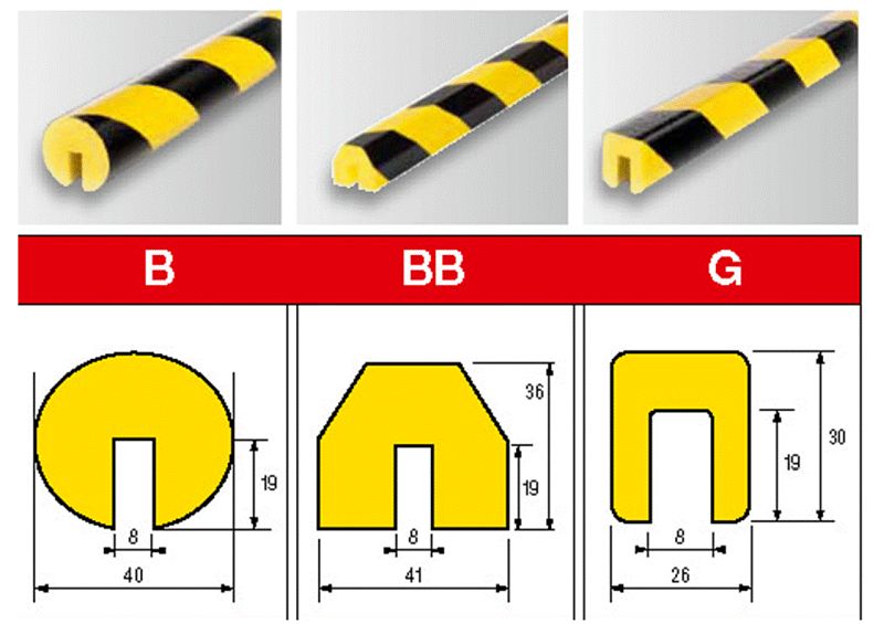 Ampere Kantenschutz Typ G Farbe: gelb/schwarz VE: 5 m 633000705