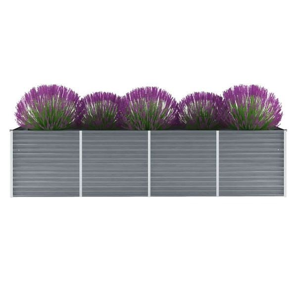 vidaXL Garten-Hochbeet verzinkter Stahl 320x80x77 cm Grau, 44844