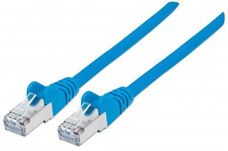 INTELLINET Netzwerkkabel mit Cat7-Rohkabel, S/FTP, Cat6a-Stecker, LS0H, 0,25 m, blau, 740609