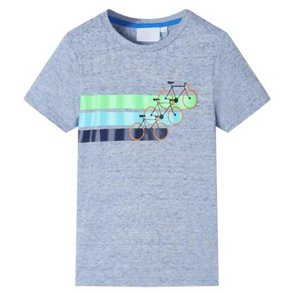 vidaXL Kinder-Kurzarmshirt Blau Melange 116, 12171, 8721012017429