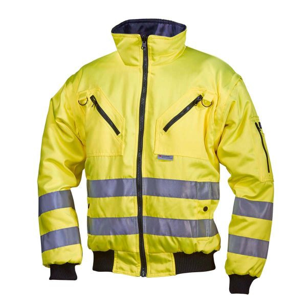 L+D ÄTNA 4-in-1-Warnschutzpilotjacke neongelb, wendbar mit 3M Reflexstreifen, mit heraustrennbaren Ärmeln, Größe: S, 40893-S