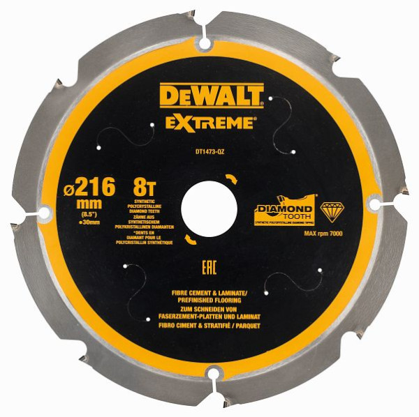 DeWalt Kreissägeblatt PCD 216/30mm 8Z, Faserzement, DT1473-QZ