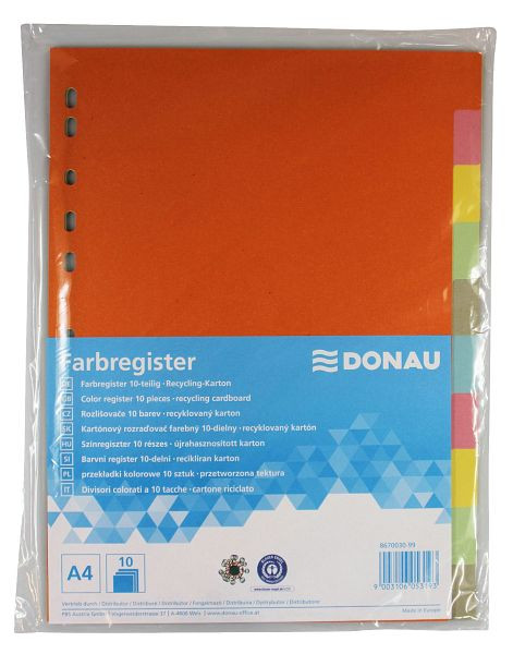 DONAU Farbregister 10-teilig A4, 8670030-99, 9003106053193