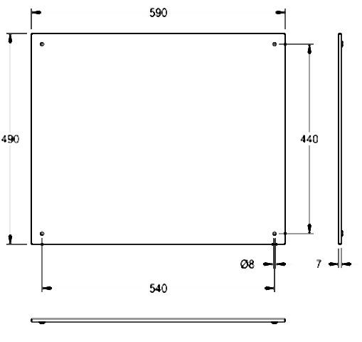 KWC Spiegel, Edelstahl, 590x490x7 mm, diebstahlhemmende Befestigung, 2030019886