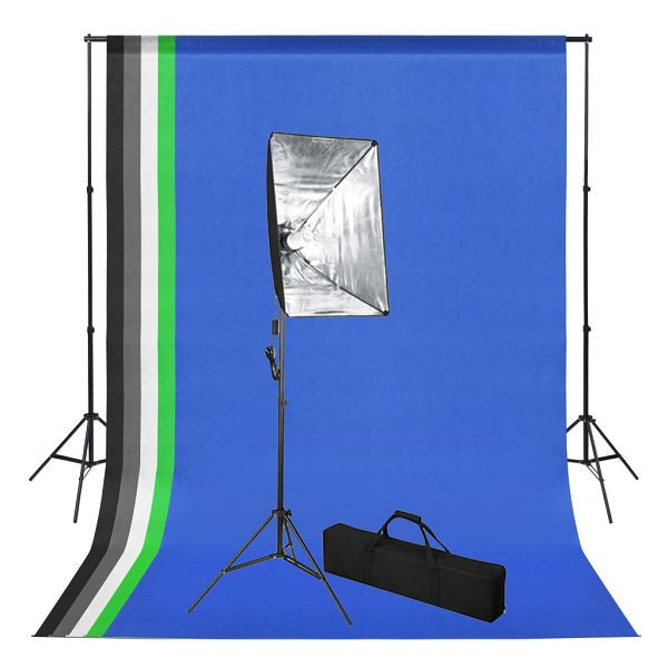 vidaXL Fotostudio-Set mit Hintergrund und Softbox-Leuchte, 3051358