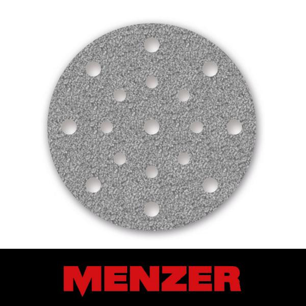 Menzer Klett-Schleifscheibe, Ø 150 mm, 17 Loch, Körnung 240, Halbedelkorund mit Stearat-Beschichtung, VE: 50, 231635240