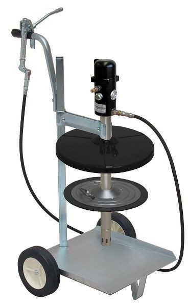 MATO Druckluftschmiergerät pneuMATO 55 fahrbar mit 6,5 m Hochdruckschlauch DN6 für 18/20 kg Fetteimer, Innen-Ø 285-305 mm, 3411855