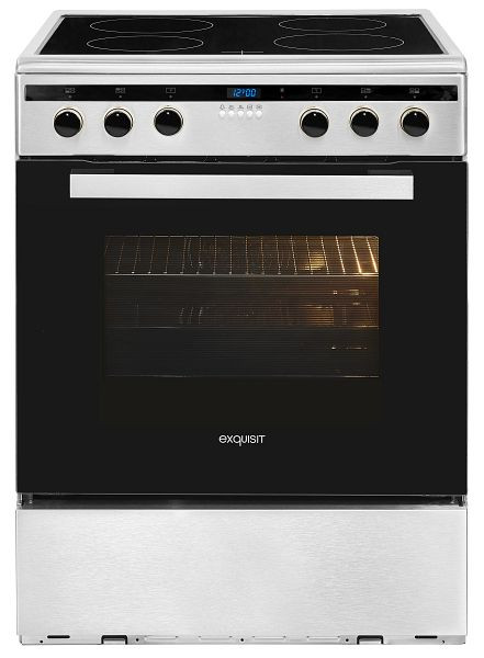 Exquisit Elektro-Standherd, Induktions-Kochfeld, Ober- / Unterhitze, Grill, Umluft, Multifunktionsbackofen, Inox, EHI 60-3.1 Inox, 0480041