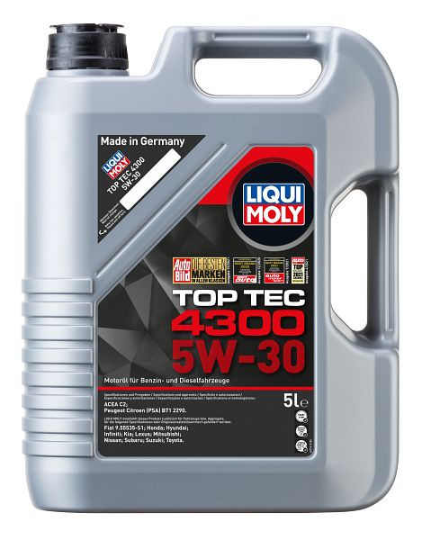 LIQUI MOLY Leichtlaufmotoröl, Top Tec 4300 5W-30, VE: 4 Stück à 5 Liter, 3741