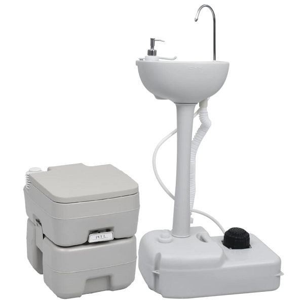 vidaXL Tragbare Campingtoilette mit Waschbecken, 3154907