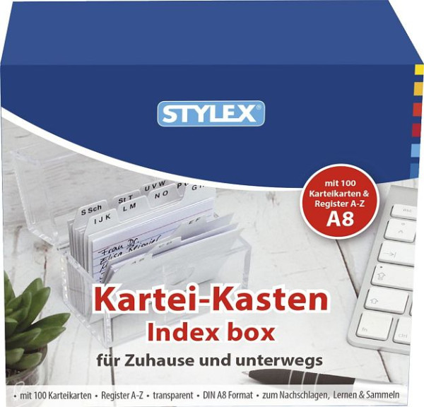 STYLEX Karteikasten Plastik -A8, transparent, 49973, 4044186499735