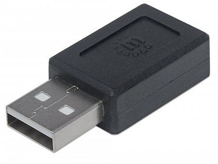 MANHATTAN USB 2.0 Typ C auf Typ A-Adapter, Typ C-Buchse auf Typ A-Stecker, schwarz, 354653