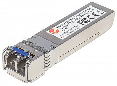 INTELLINET 10 Gigabit SFP+ Mini-GBIC Transceiver für LWL-Kabel, 10GBase-LR (LC) Singlemode-Port, 10 km, 507479