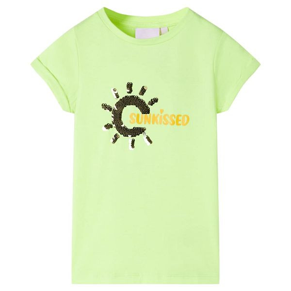 vidaXL Kinder-T-Shirt Neongelb 128, Material: 100 % Baumwolle, 11177