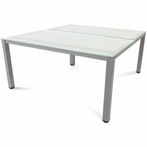 Rocada Mehrfacharbeitstisch Executive, Maße 160x163x73 cm, Gestell grau Platte Glas satiniert, 2201AD05