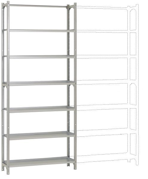 Manuflex Büro-Steck-Grundregal mit 6 pulverbeschichteten Stahlböden, HxBxT = 2250 x 960 x 300 mm, RA3265.7035