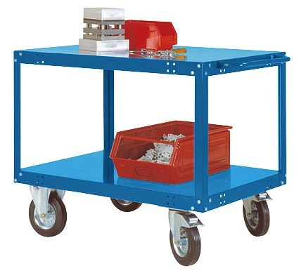 Manuflex Tischwagen TRANSOMOBIL mit 500 kg Tragkraft, Gesamtmaße HxBxT: 850 x 1500 x 800 mm, brillantblau, TT1093.5007