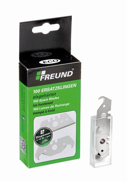 Freund Hakenklinge, Eco, 0,65 mm stark, Dispenser, Gewicht: 450 Gramm, Maße: 70 mm, VE: 100 Stück, 02310110