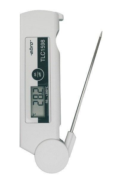 ebro TLC 1598 Präzisionsthermometer mit einklappbarem Pt 1000 Einstechfühler und hoher Genauigkeit, 1340-1620