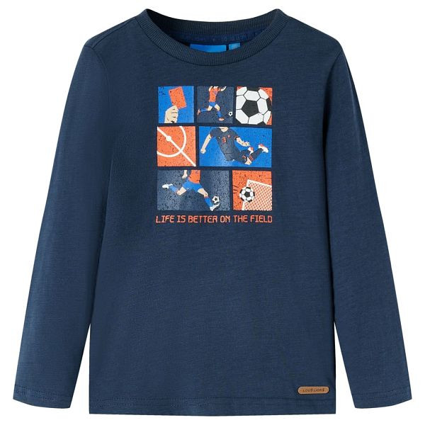 vidaXL Kinder-Langarmshirt Marineblau Melange 104, 12700